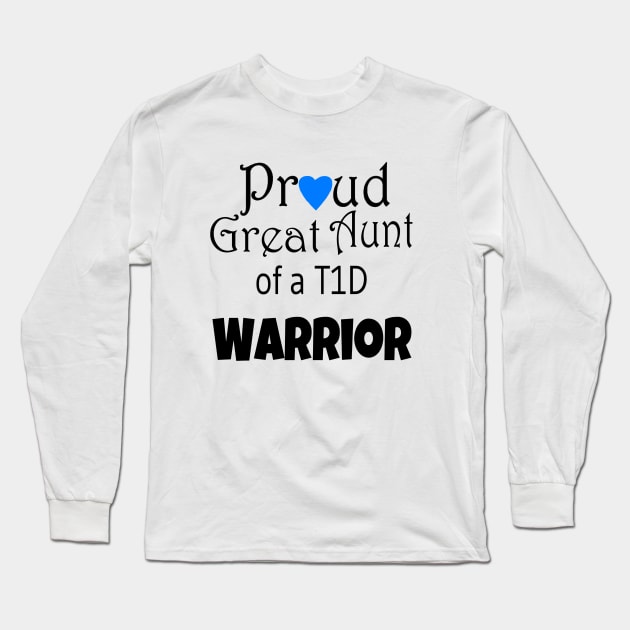 Proud Great Aunt - Black Text - Blue Heart Long Sleeve T-Shirt by CatGirl101